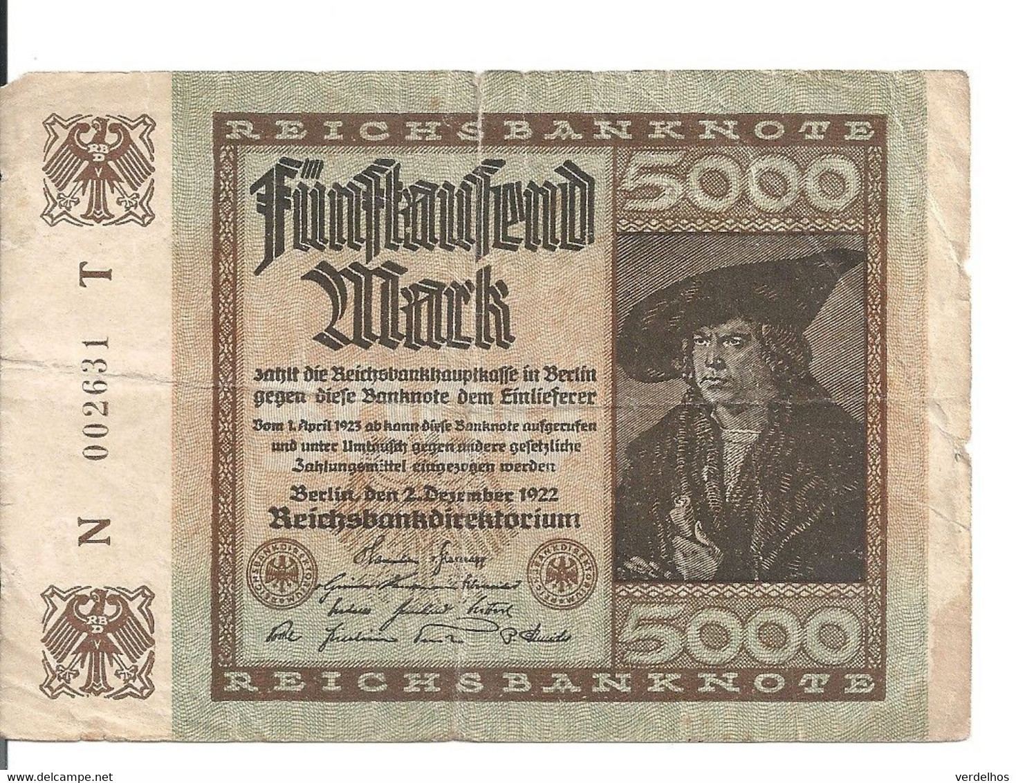 ALLEMAGNE 5000 MARK 1922 VF P 81 - 5.000 Mark