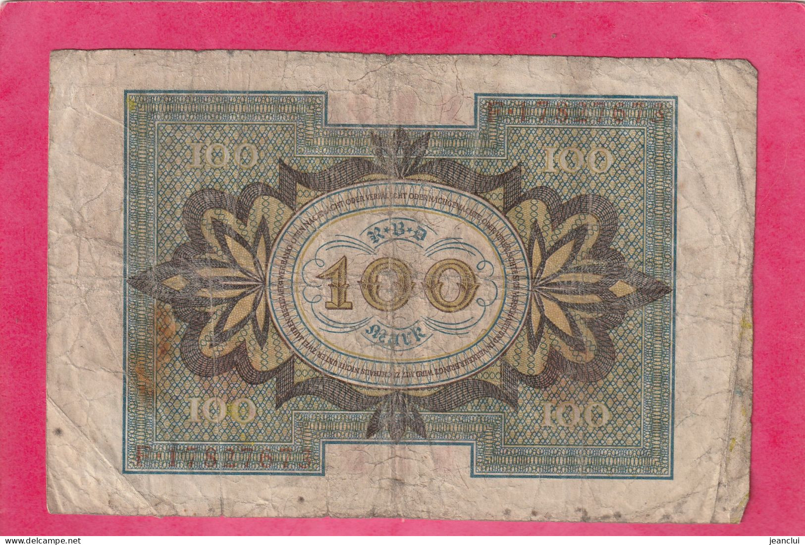 REICHSBANKNOTE .  100 MARK .  1-11-1920   .   .  2 SCANNES - 100 Mark