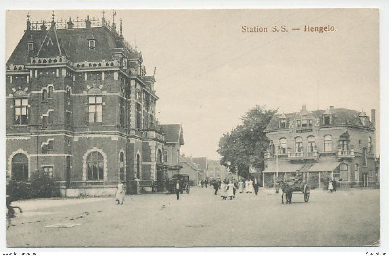 05- Prentbriefkaart Hengelo 1916 - Station S. S. - Hengelo (Ov)