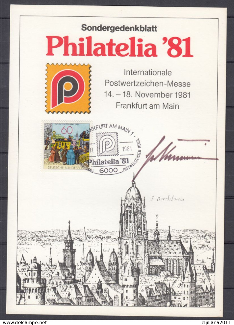 Germany 1981 Frankfurt/M ⁕ Postwertzeichen Messe Philatelia '81 Mi.1112 Special Commemorative Sheet ⁕ Sondergedenkblatt - 1981-1990