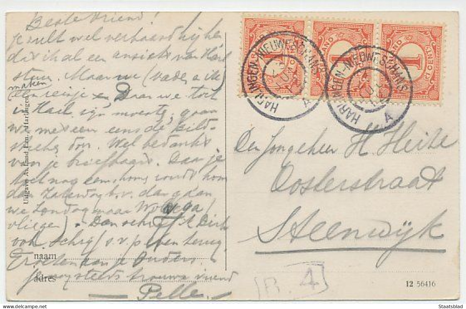 05- Prentbriefkaart Harlingen 1912 - Zuiderhaven - Harlingen