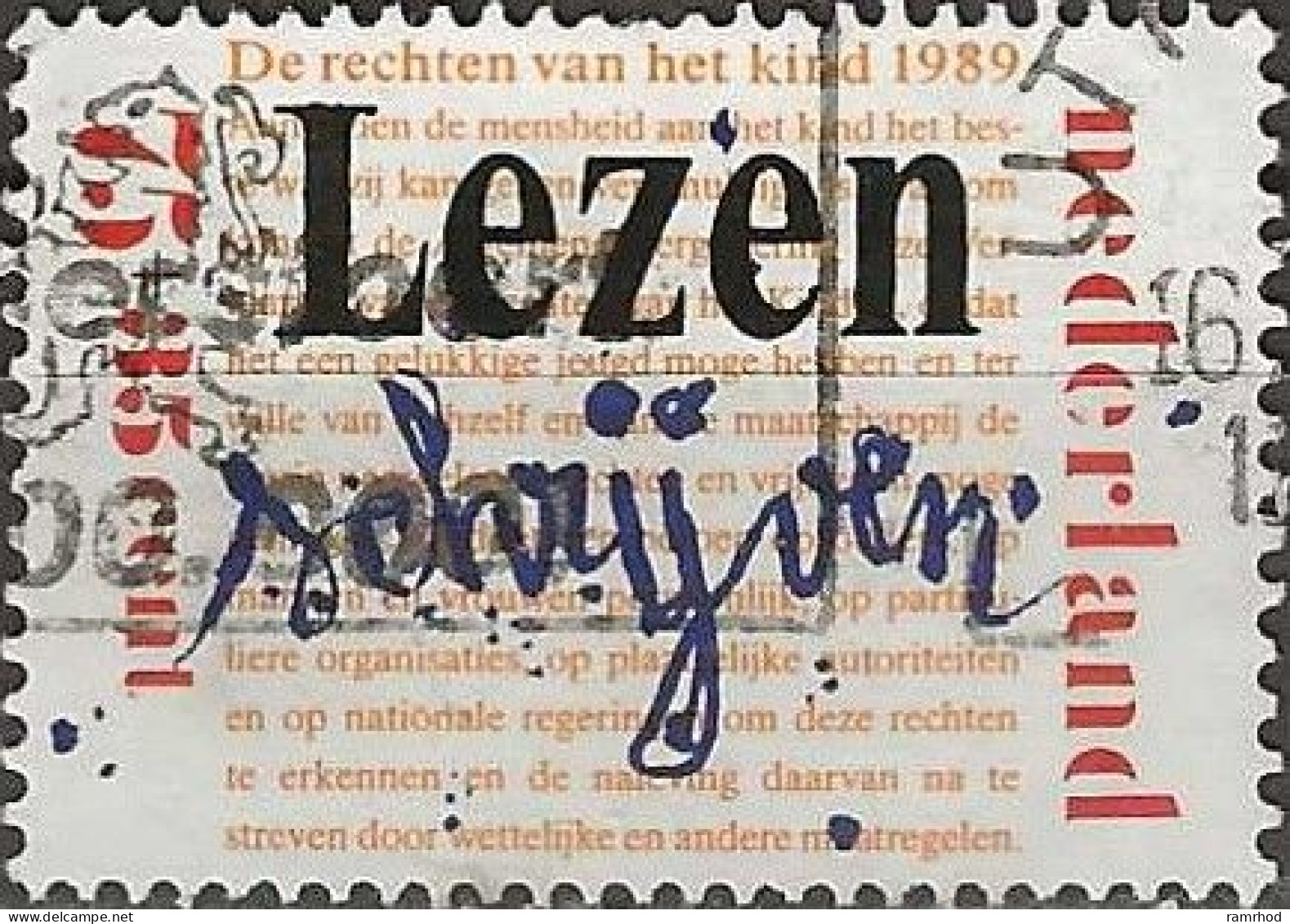 NETHERLANDS 1989 Child Welfare. 30th Anniv Of Declaration Of Rights Of The Child - 75c.+35c. - Right To Education FU - Gebraucht