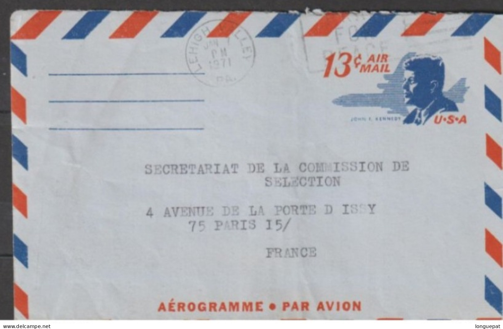 ETATS-UNIS - Portrait De J. F. KENNEDY Sur  Aérogramme . Par Avion -- - Otros & Sin Clasificación