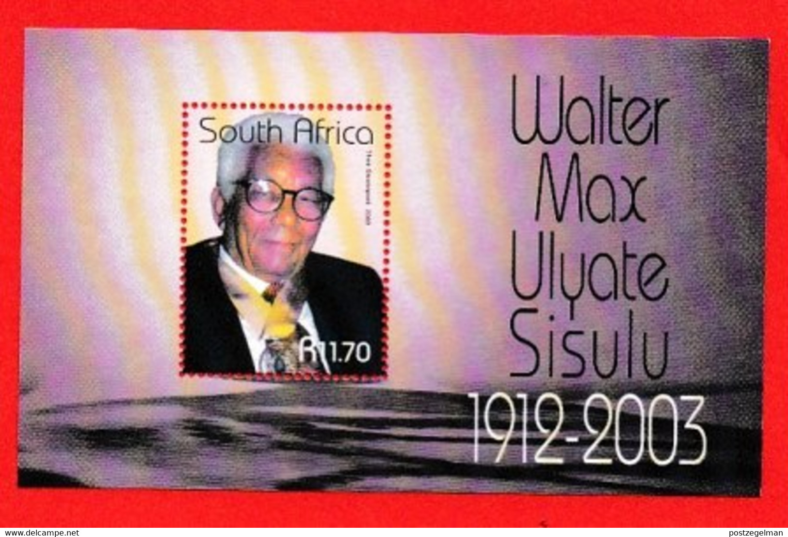 RSA, 2003, MNH Stamp(s) On MS , Walter Sisulu, Michel Nr(s).  Block 98, Scannr. M9012 - Nuevos