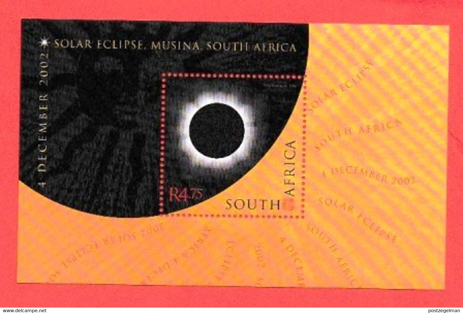 RSA, 2002, MNH Stamp(s) On MS , Solar Eclips, Michel Nr(s).  Block 93, Scannr. M9021 - Ongebruikt