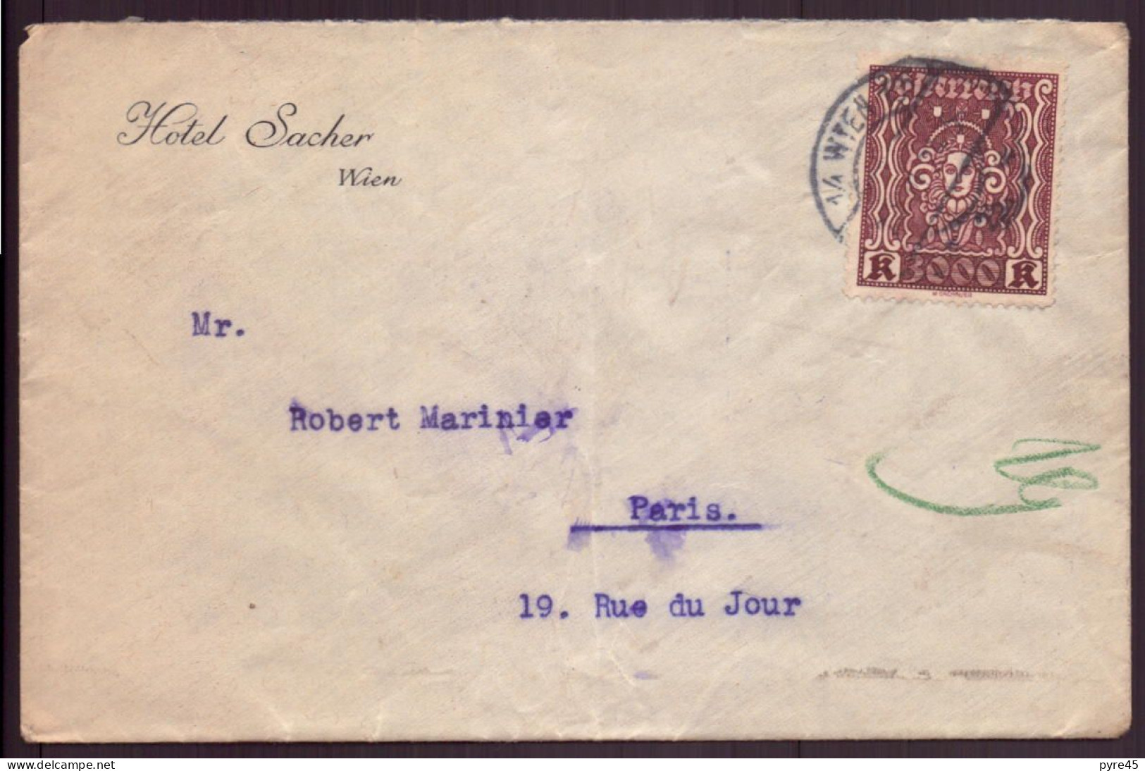 Autriche, Enveloppe à En-tête " Hôtel Sacher " Du 22 Mars 1934 Pour Paris - Altri & Non Classificati