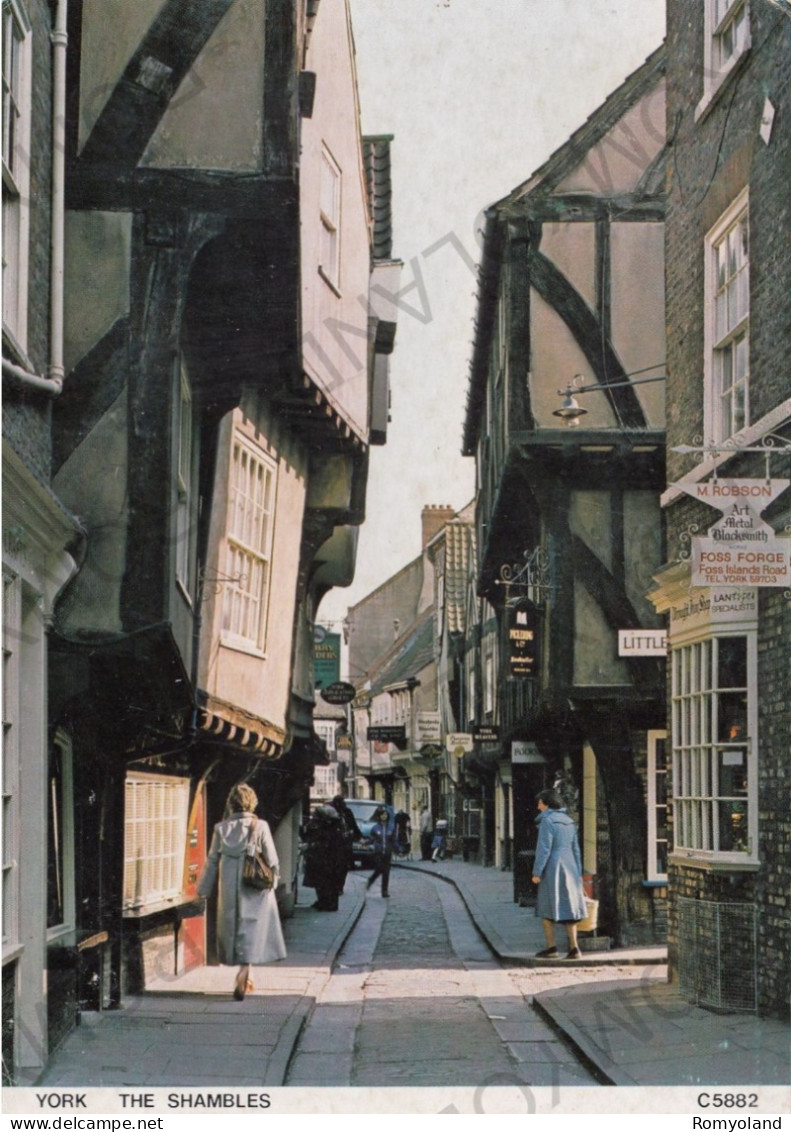 CARTOLINA  YORK,YORKSHIRE,INGHILTERRA,REGNO UNITO-THE SHAMBLES-BOLLO STACCATO,VIAGGIATA 1987 - York