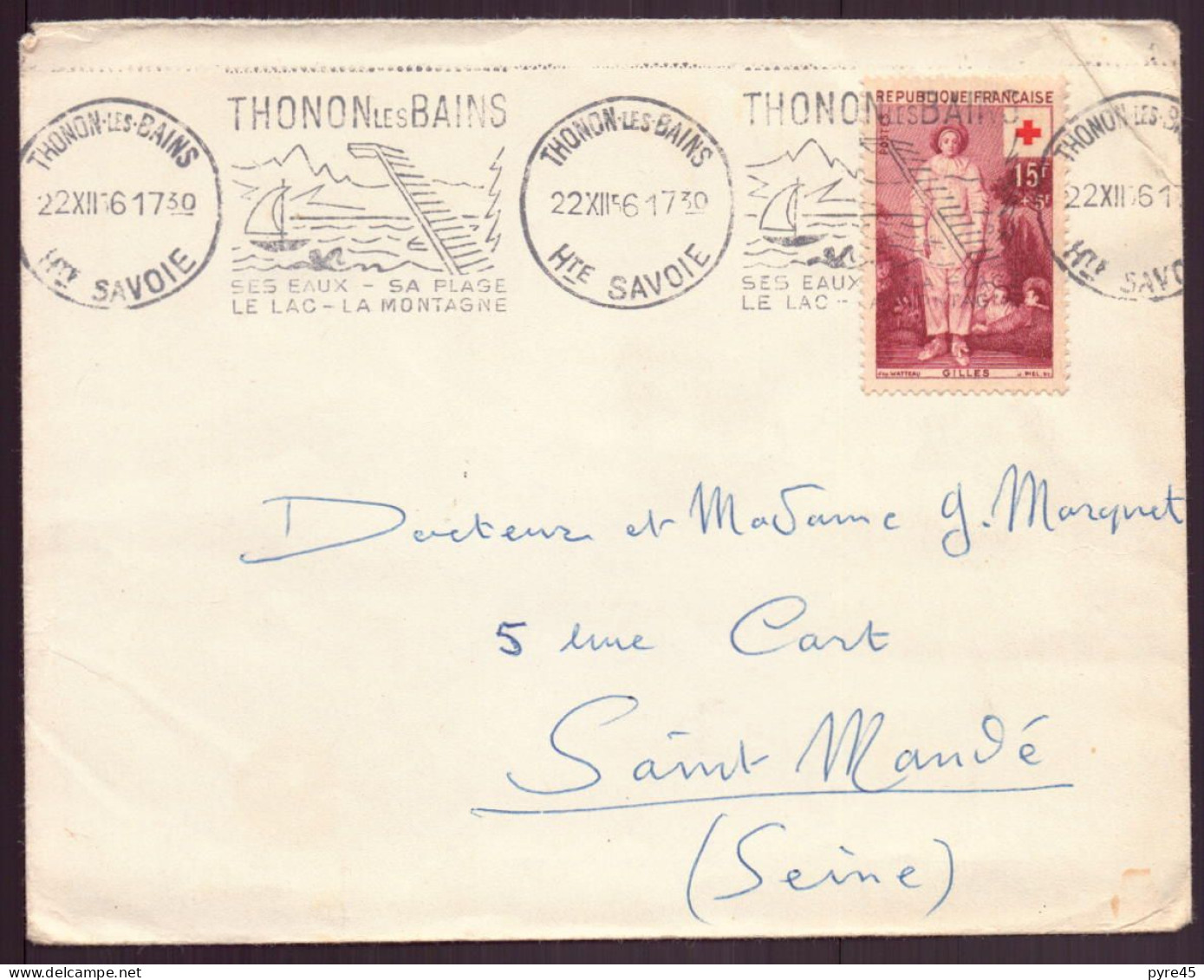 France, Enveloppe Du 22 Décembre 1961 De Thonon-les-Bains Pour Saint-Mandé ( Côte 5€ ) - Altri & Non Classificati