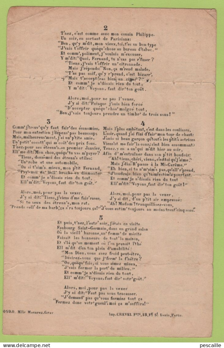 PARTITION UN GARCON CONCILIANT AVEUX NAIFS CONFESSES PAR RESSE AU PARISIANA  PAROLES DE V. TARAULT MUSIQUE DE F. VARGUES - Liederbücher