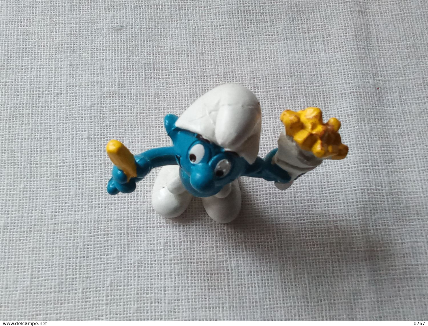 Ancienne Figurine Peyo Schtroumpf Mangeur De Frites Vintage Année 1981 (bazarcollect28) - Smurfen