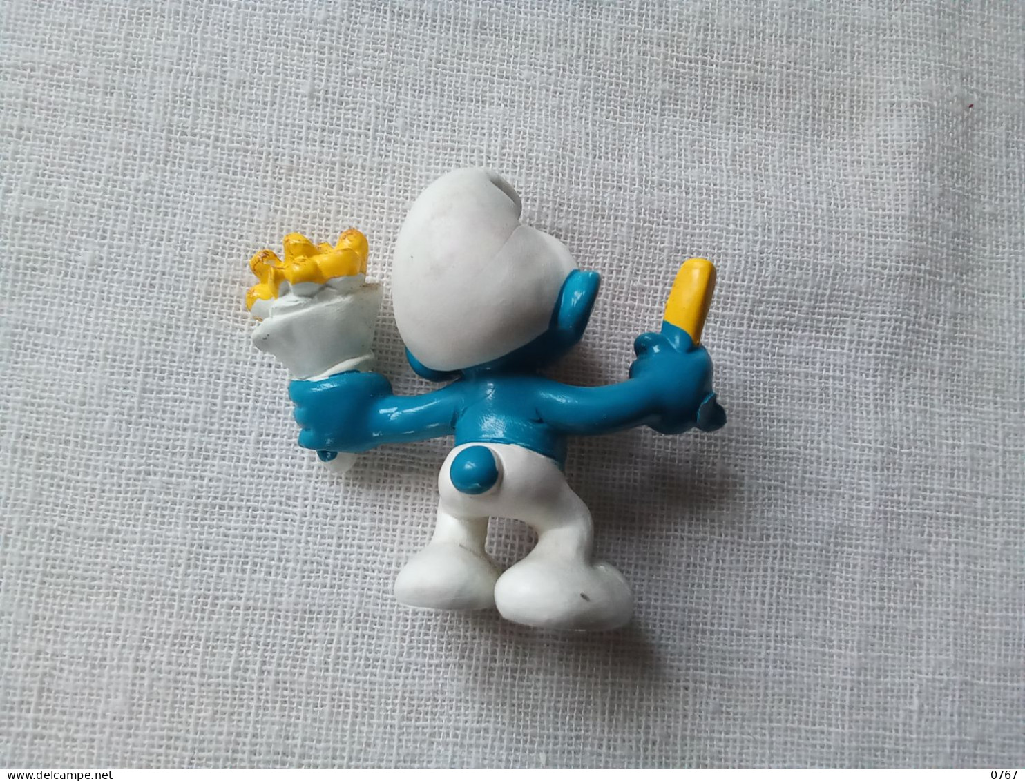 Ancienne Figurine Peyo Schtroumpf Mangeur De Frites Vintage Année 1981 (bazarcollect28) - Schtroumpfs (Los Pitufos)