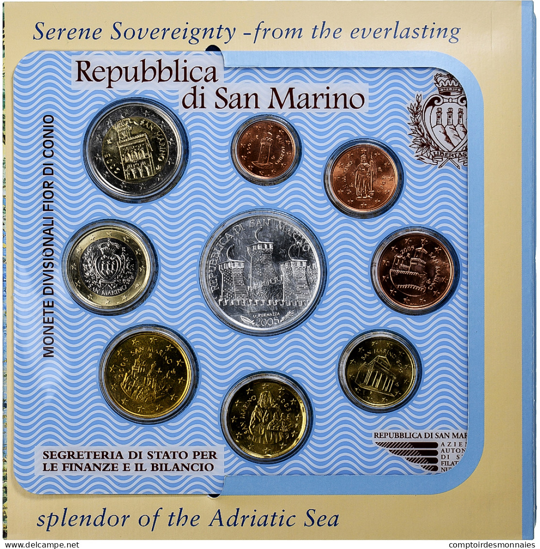 Saint Marin , 1 Cent To 10 Euro, 2005, FDC - San Marino