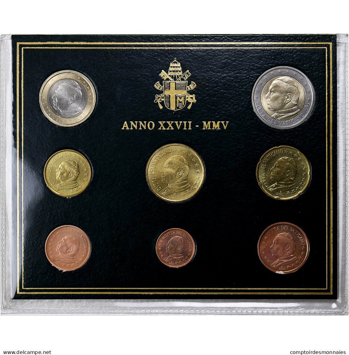 Vatican, 1 Cent To 2 Euro, 2005, FDC, FDC, Bimétallique - Vaticaanstad