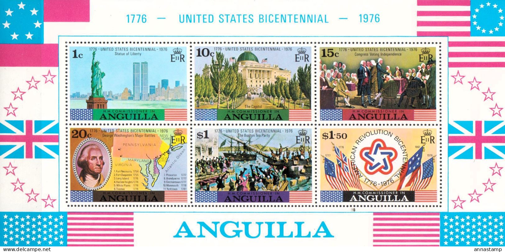 Anguilla MNH Set And SS - Unabhängigkeit USA