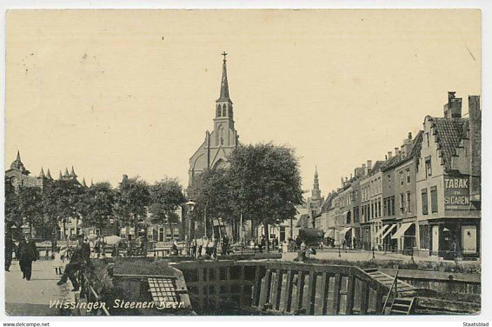 07- Prentbriefkaart Vlissingen 1907 - Stenen Beer - Grootrond Treinstempel Breda - Vlissingen - Vlissingen