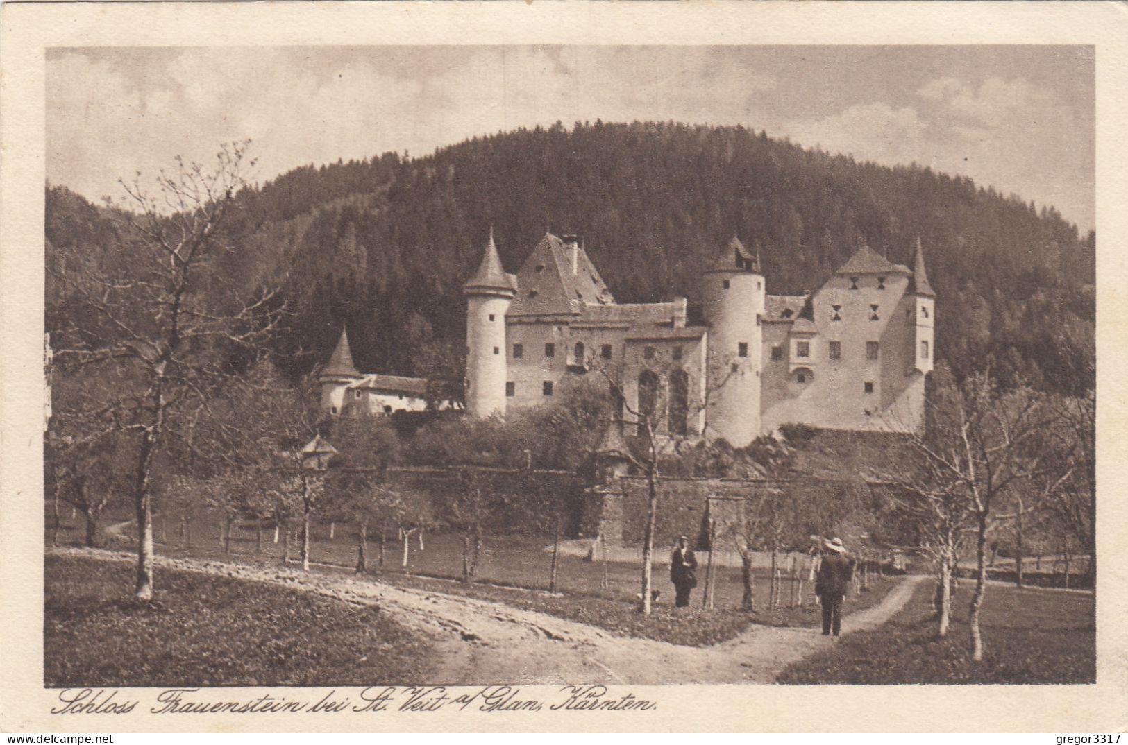 E2892) Schloss FRAUENSTEIN Bei ST. VEIT A. D. GLAN - Kärnten - Weg Mit Personen U. Bäumen ALT! 1930 - St. Veit An Der Glan