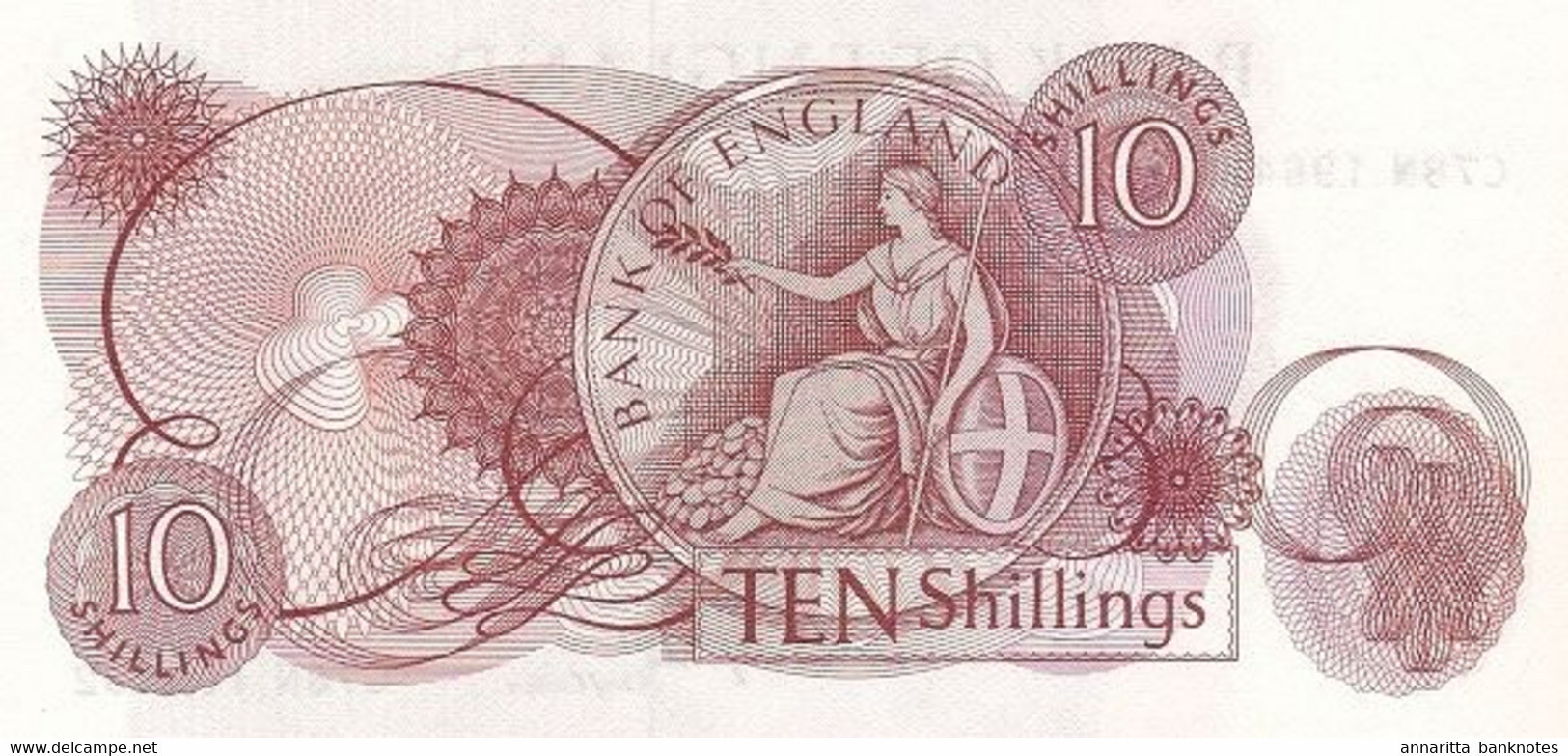Great Britain (BOE) 10 Shillings ND (1970) UNC Cat No. P-373c / GB373c - 10 Schillings