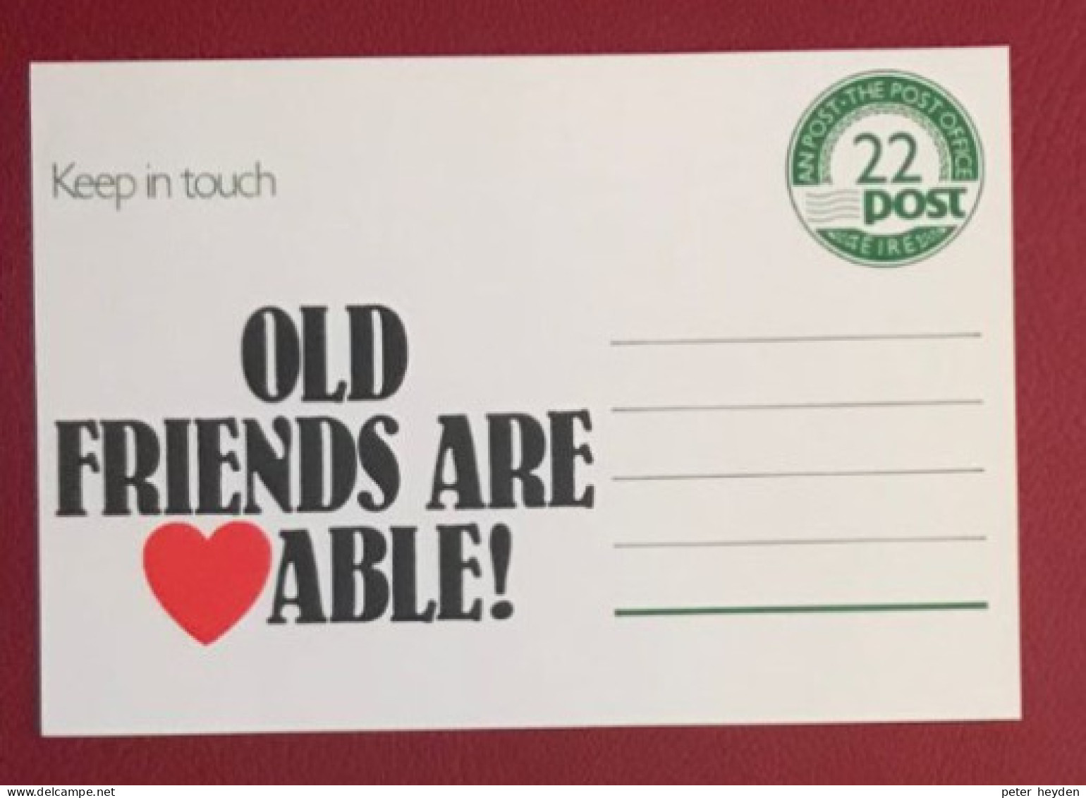 IRELAND 1984 Unused Postcard 22p ~ MacDonnell Whyte PSPC19 ~ Old Friends Are... - Interi Postali