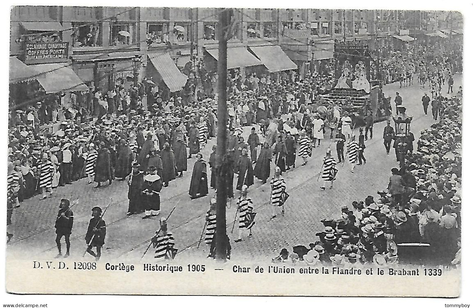 CPA Bruxelles, Cortège Historique 1905, Char De L'Union Entre La Flandre Et Le Brabant - Festivals, Events