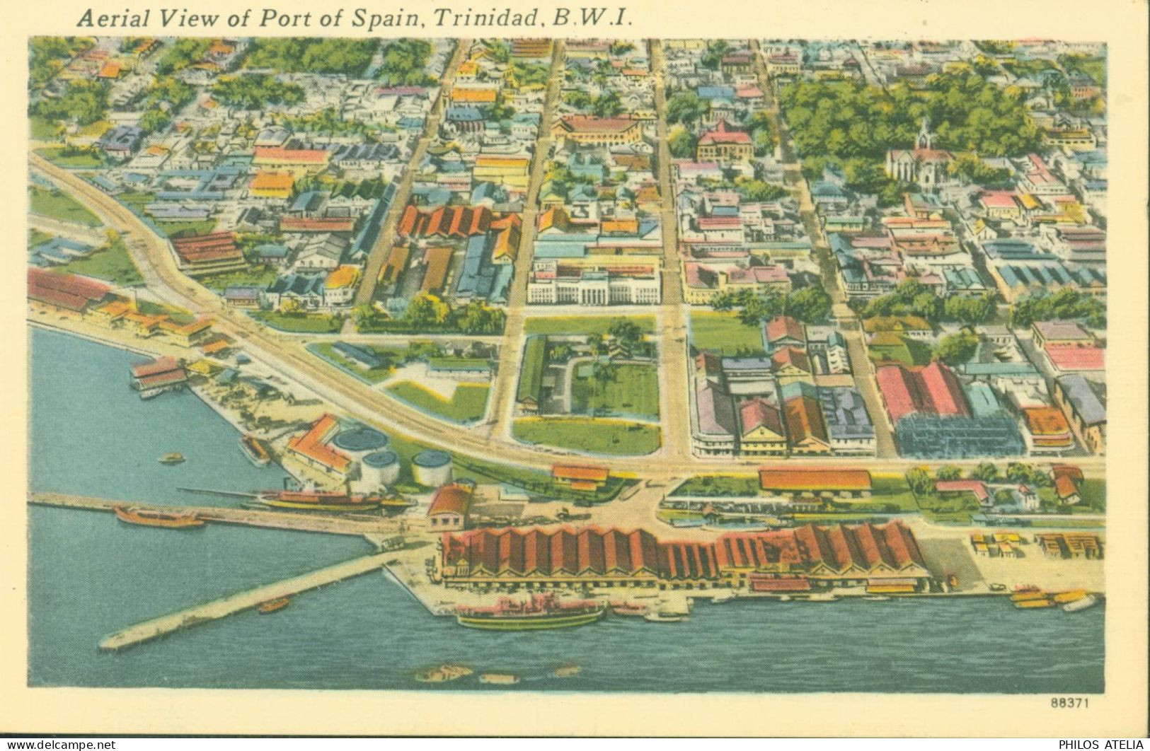 CPA CP Amérique Antilles Trinidad Aerial View Of Port Of Spain Trinidad B.W.I - Trinidad