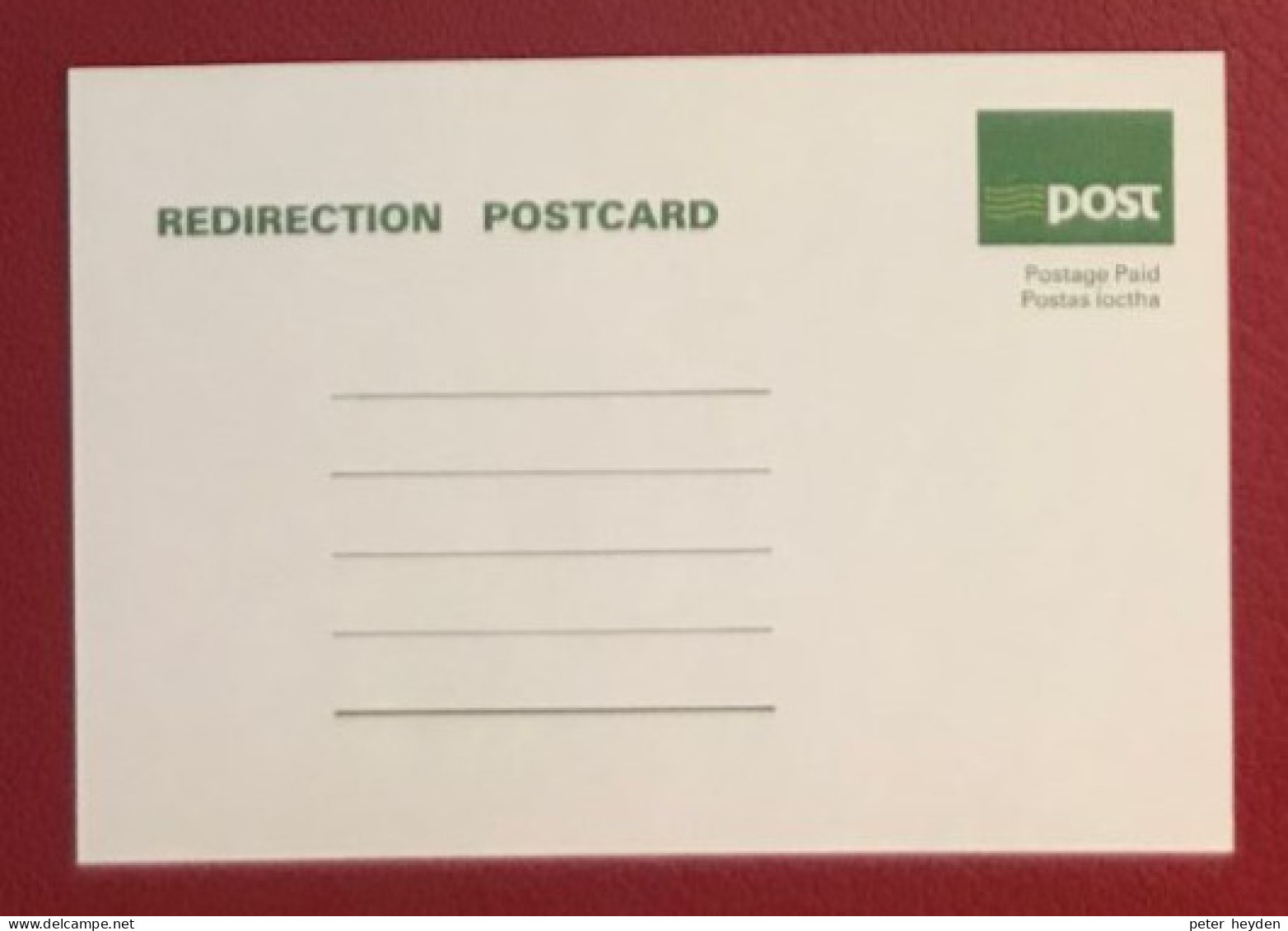 IRELAND 1986 Unused Redirection Postcard PP (25p) ~ MacDonnell Whyte PSM1 - Ganzsachen