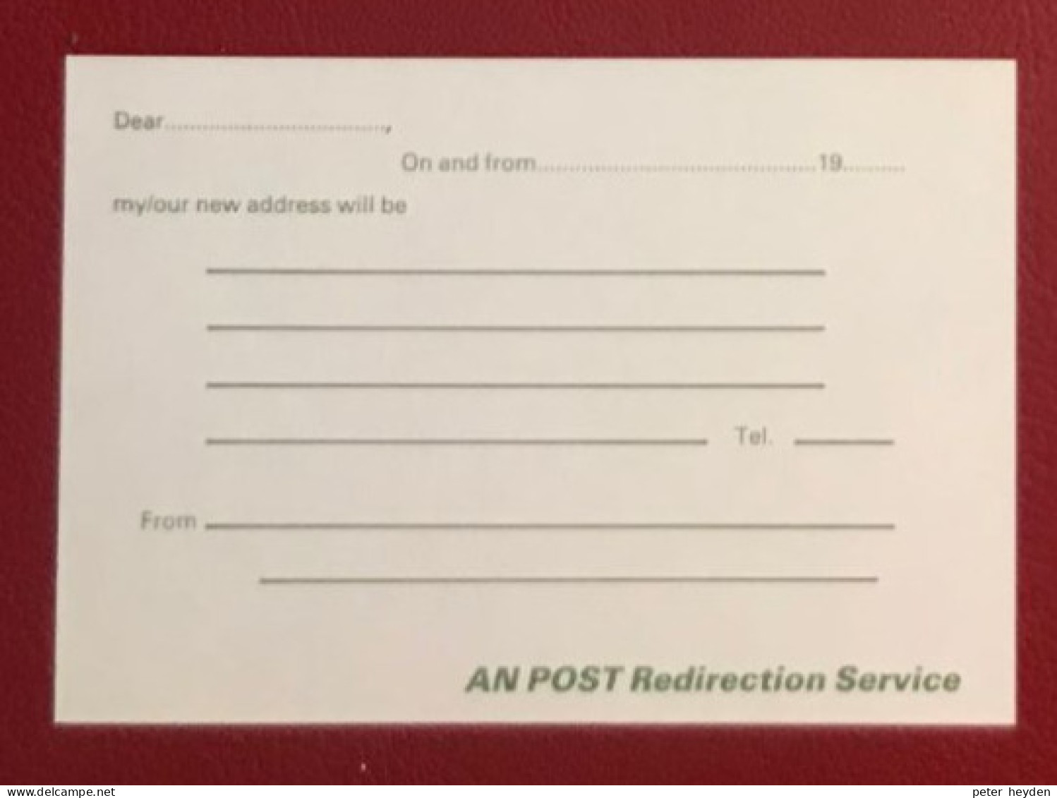 IRELAND 1986 Unused Redirection Postcard PP (25p) ~ MacDonnell Whyte PSM1 - Postal Stationery