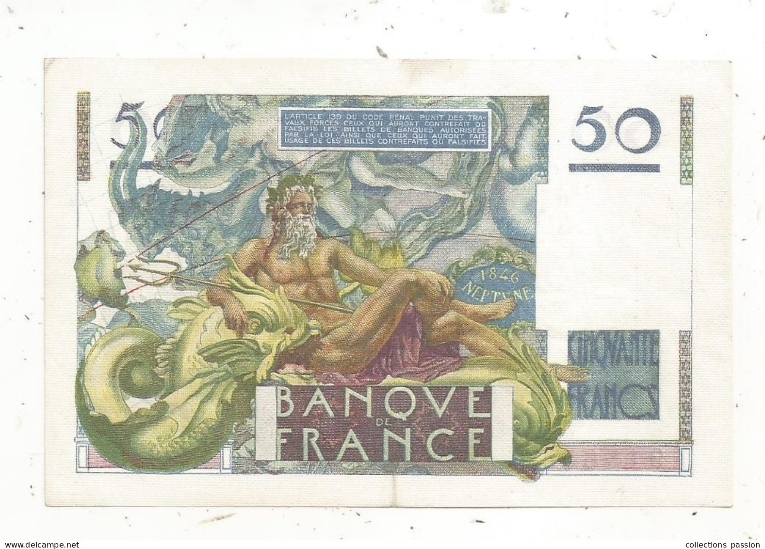 Billet, France, Le Verrier, 8-4-1948, SPL , 2 Scans - 50 F 1946-1951 ''Le Verrier''