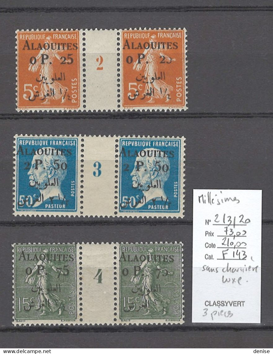 Alaouites - Millésimes - Yvert 2 ; 3 ; 20 - SANS CHARNIERE - Luxe - Neufs