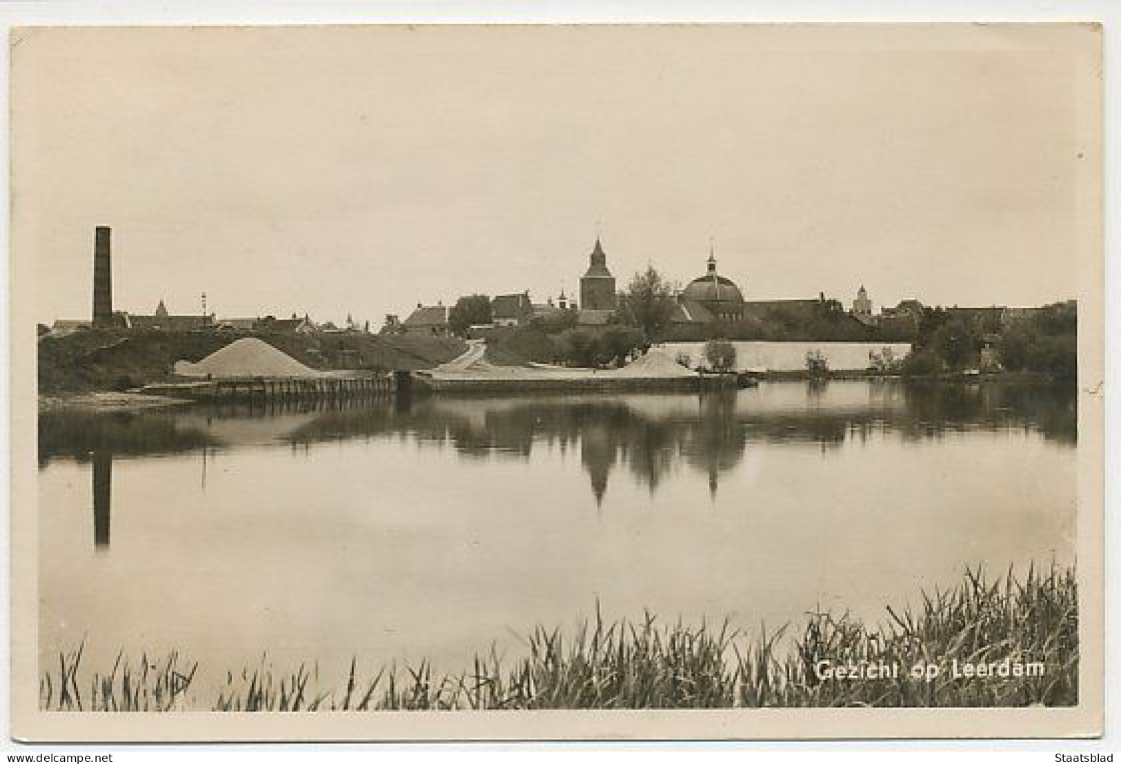 08- Prentbriefkaart Leerdam 1919 - Treinblokstempel: Dordrecht - Nijmegen - Leerdam