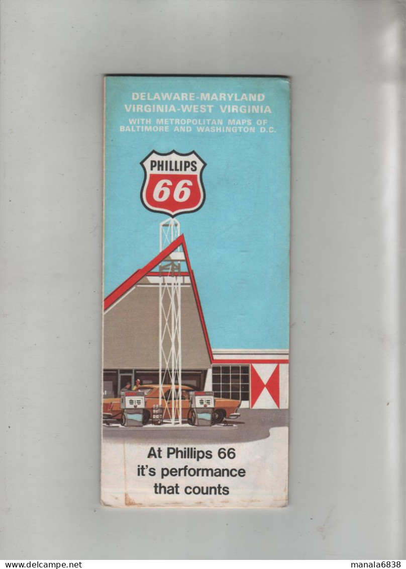 Delaware Maryland Virginia West Phillips 66 Trop Artic Carte Routière - Cartes Routières