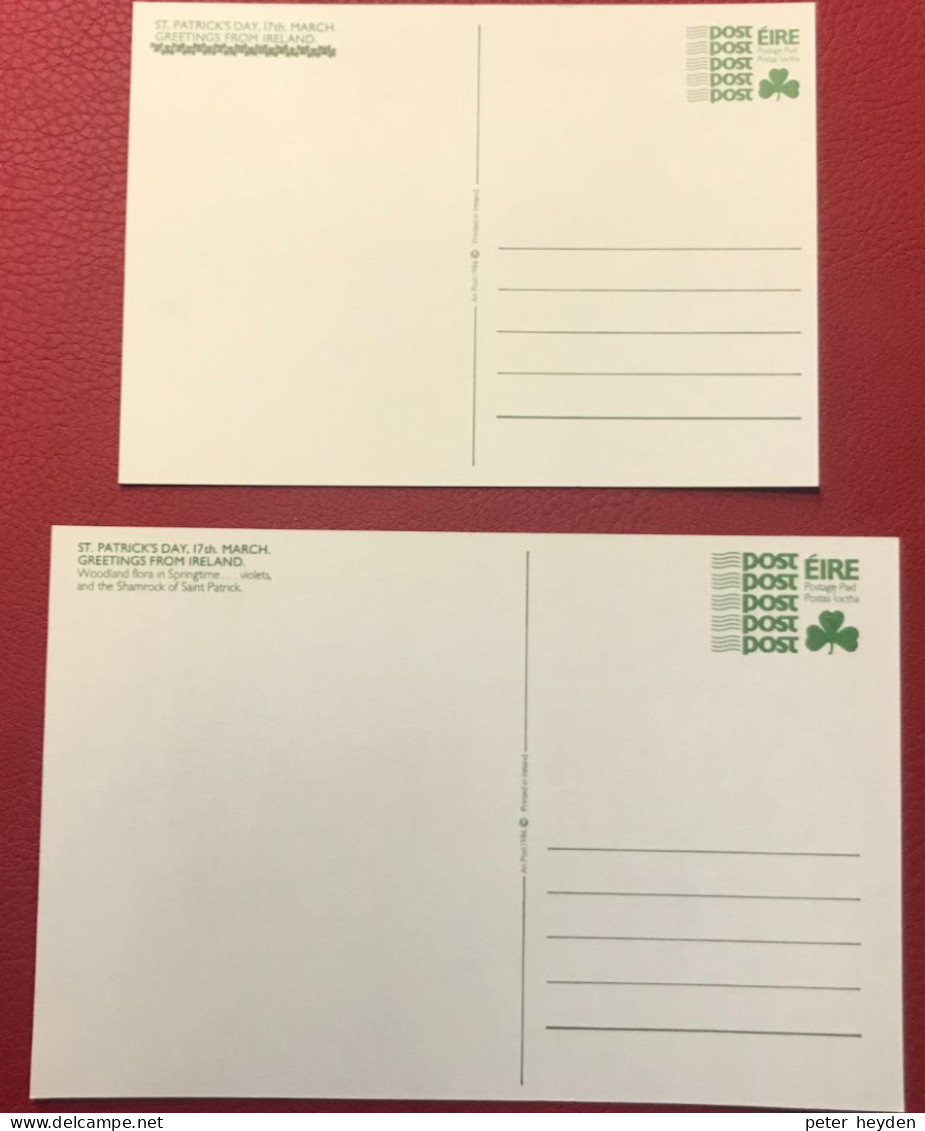 IRELAND 1986 Saint Patrick Day 9 Cards Unused ~ MacDonnell Whyte SP3 - PSPC27/35 - Postal Stationery