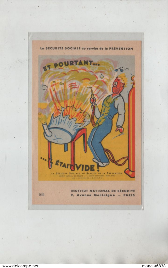 Sécurité Sociale Prévention Et Pourtant Il était Vide Affichette - Zonder Classificatie