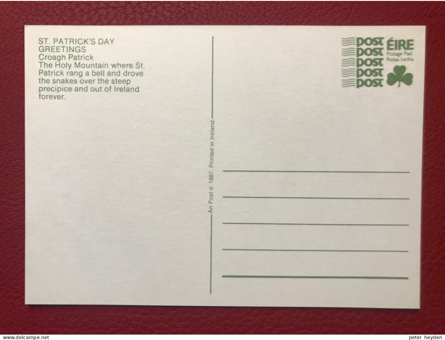 IRELAND 1987 Saint Patrick Day 6 Cards Unused ~ MacDonnell Whyte SP5 - PSPC40/45 - Interi Postali
