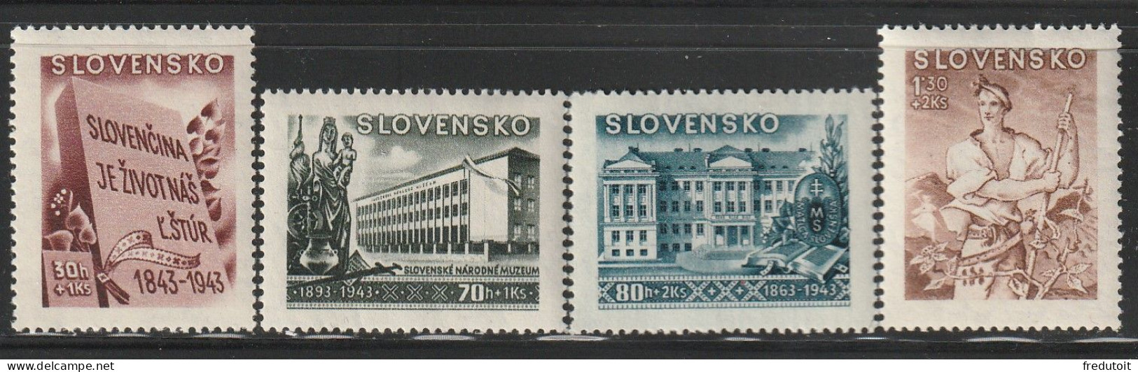 SLOVAQUIE - N°94/7 ** (1943) Culture - Unused Stamps