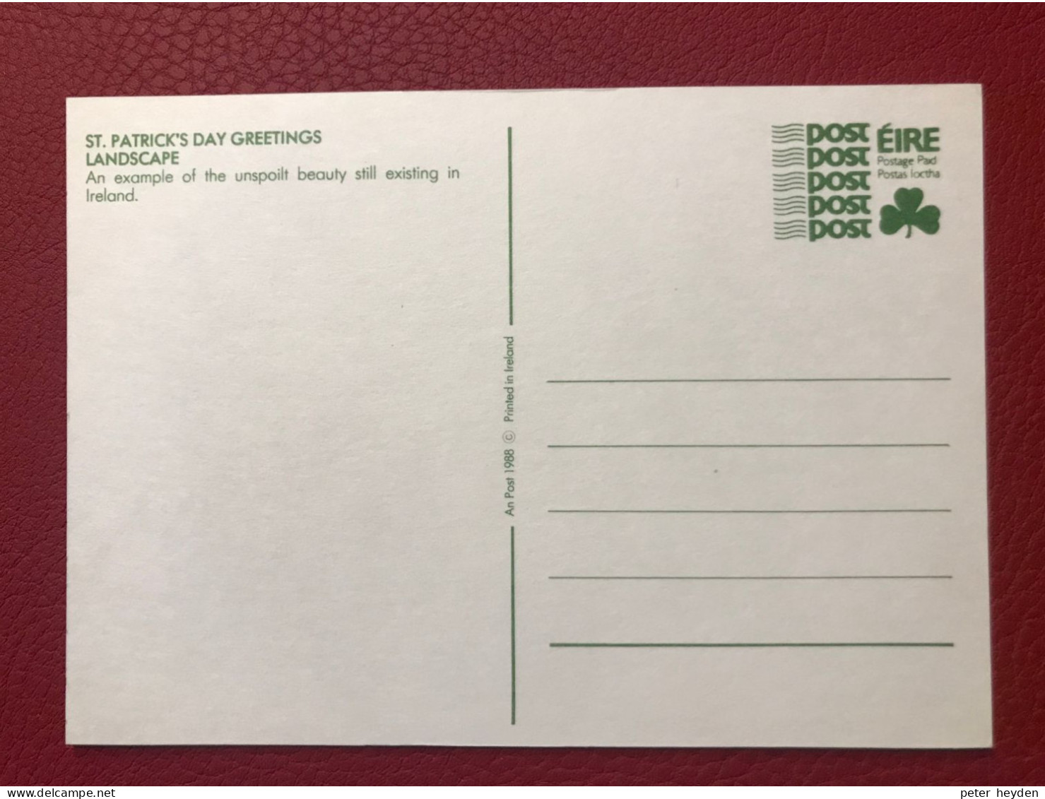 IRELAND 1988 Saint Patrick Day 6 Cards Unused ~ MacDonnell Whyte SP8 - PSPC62/67 - Postal Stationery