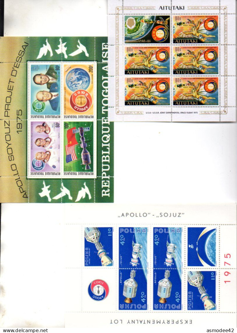 COOK ISLAND  AITUTAKI BHUTAN ETC  LOT DE  FEUILLETS  NEUFS AVEC  GOMME APOLLO SOYOYZ  1975 THEME ESPACE - Colecciones