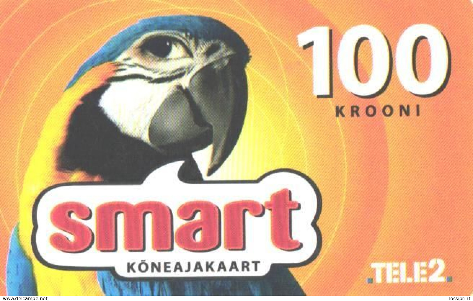 Estonia:Used Phonecard, Tele 2, Smart 100 Krooni, Parrot, Mobile Phone Prepaid Card, 2004 - Estonia