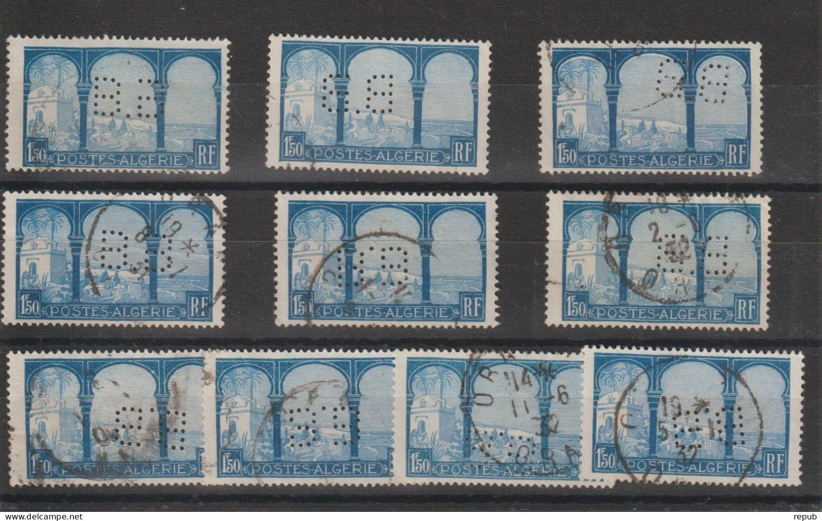 Algérie Lot De 10 Timbres Perforés BB Sur 83 - Autres & Non Classés