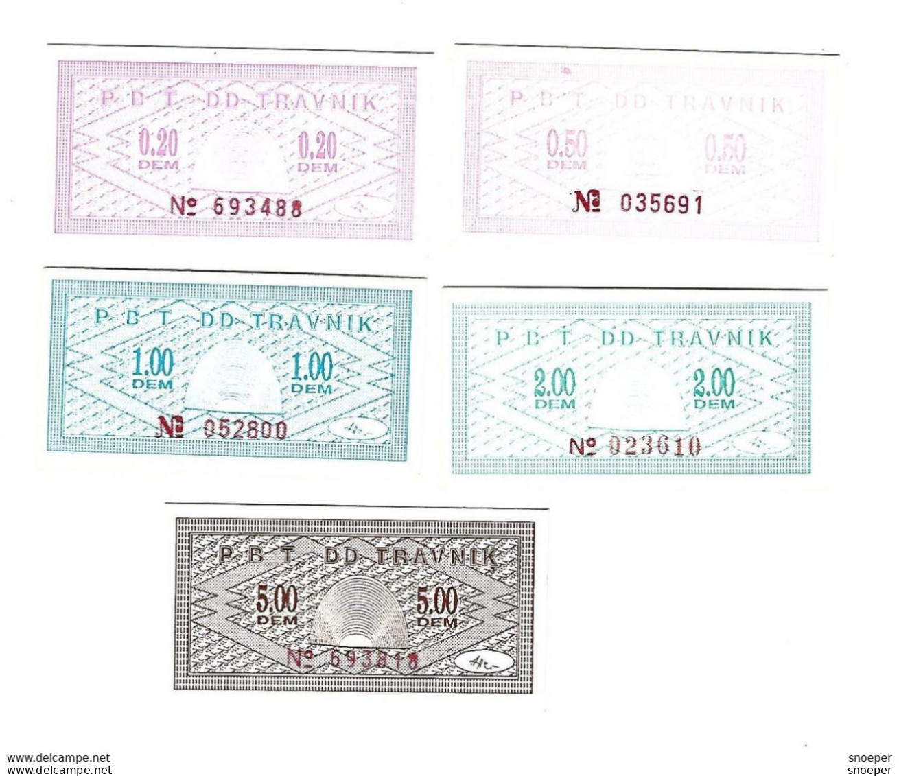 *bosnia Privredna Banka Travnik Serie Emergency Money(notgeld)0,20 Until 5 Dem  Unc - Bosnien-Herzegowina