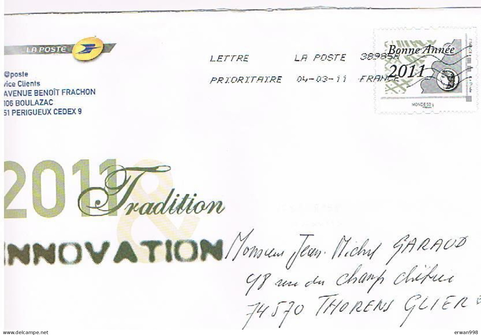 2 Enveloppes Phil@poste Timbre "bonne Année" 2011-2012 (558) - Official Stationery