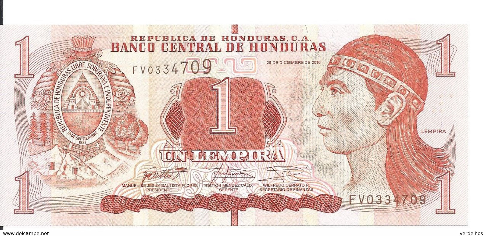 HONDURAS 1 LEMPIRA 2016 UNC P 96 C - Honduras