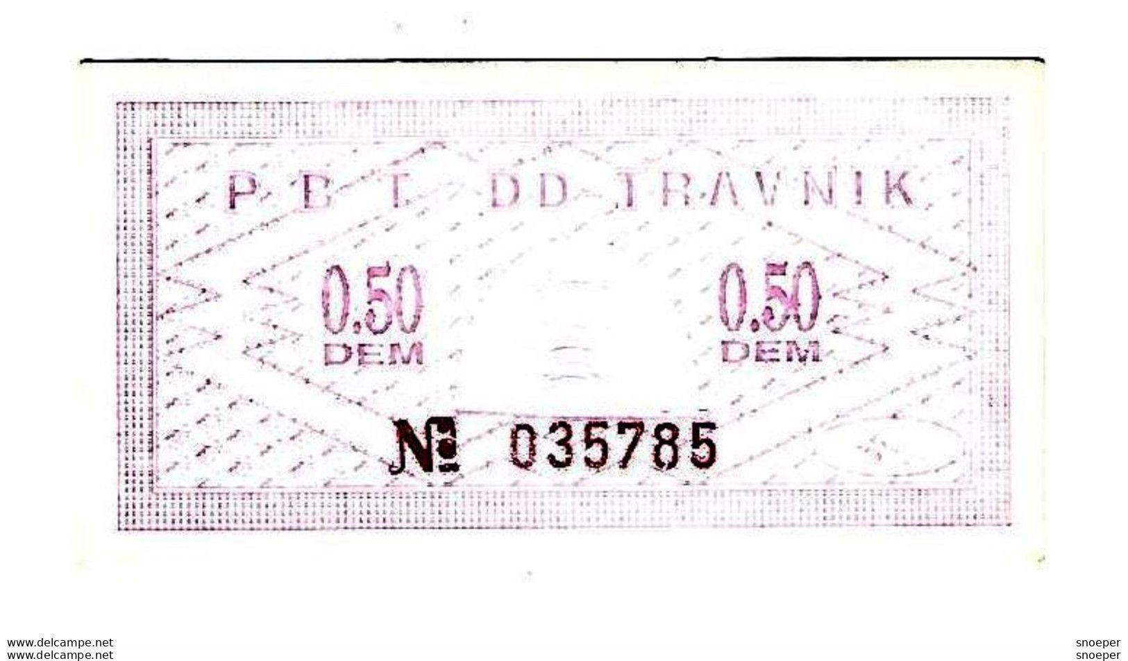 *bosnia Privredna Banka Travnik  Emergency Money(notgeld) 0,5 Dem  Unc - Bosnia And Herzegovina