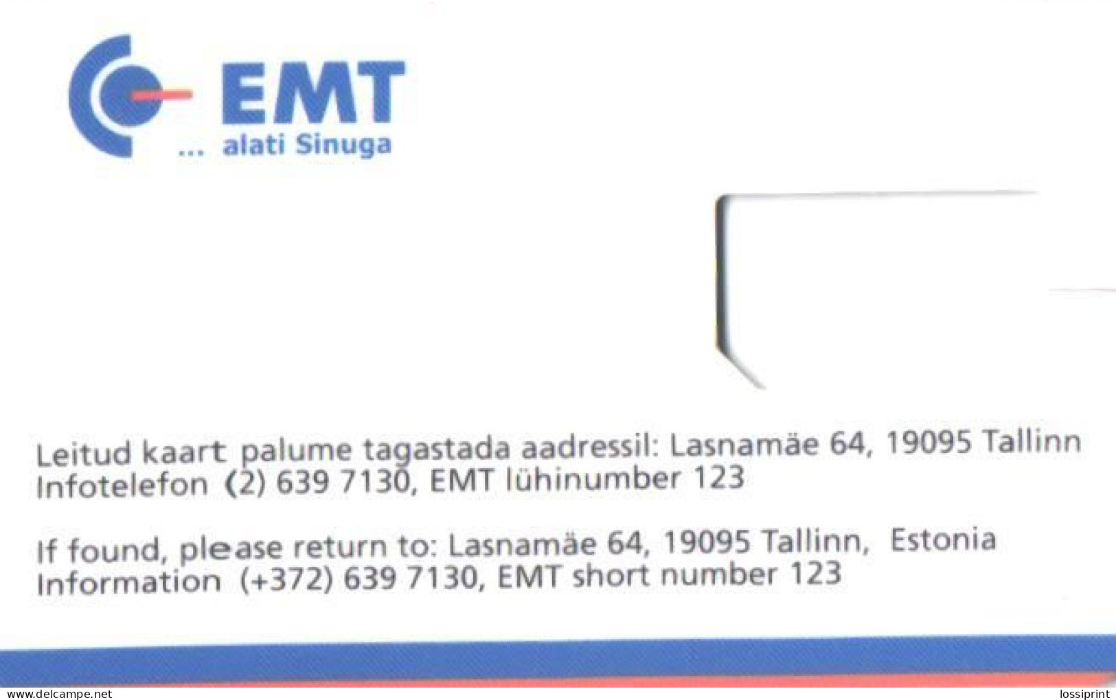 Estonia:Mobile Phone SIM Card Without Chip, EMT GSM - Estonie