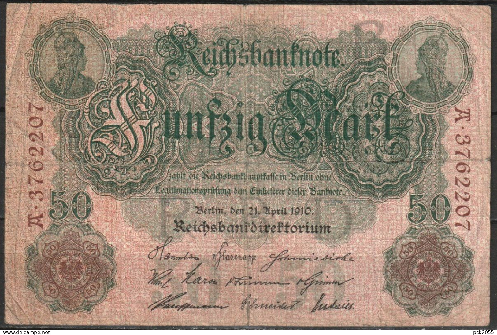 DR. 50 Mark Reichsbanknote 21.4.1910 Ros.Nr.42, P41( D 6111 ) - 50 Mark