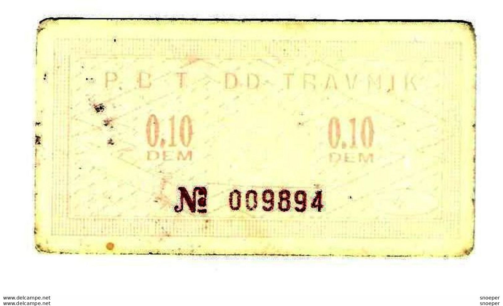 *bosnia Privredna Banka Travnik  Emergency Money(notgeld)  0,10 Dem  With Stamp  Ref 5a - Bosnie-Herzegovine