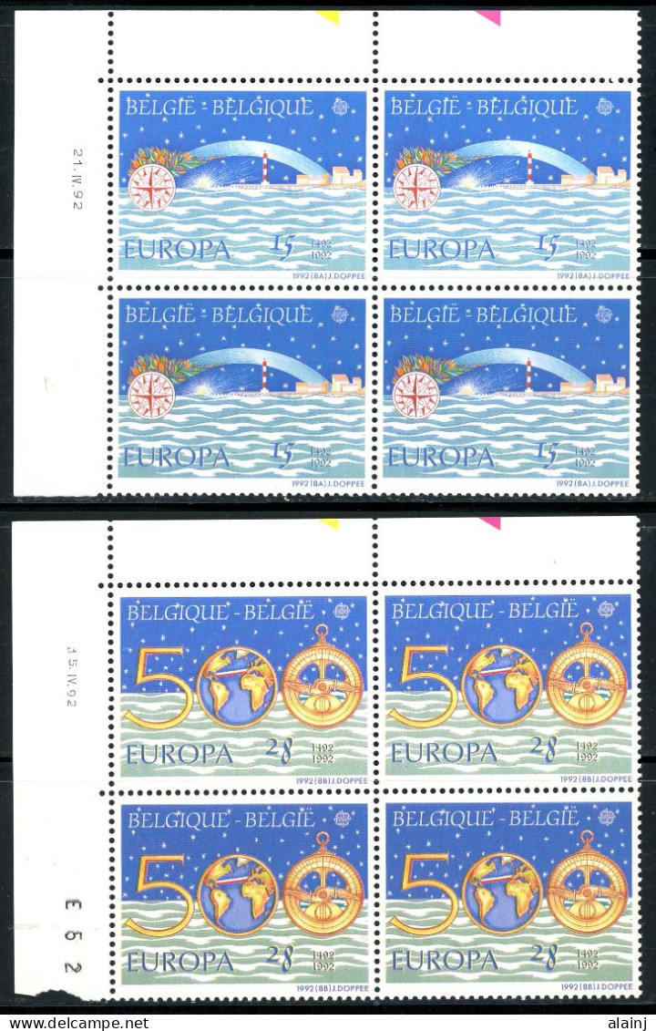 BE   2454 - 2455  XX   ---  Europa : Anniversaire  --  Blocs De 4 Coin De Feuille  --  Parfait état - Hoekdatums