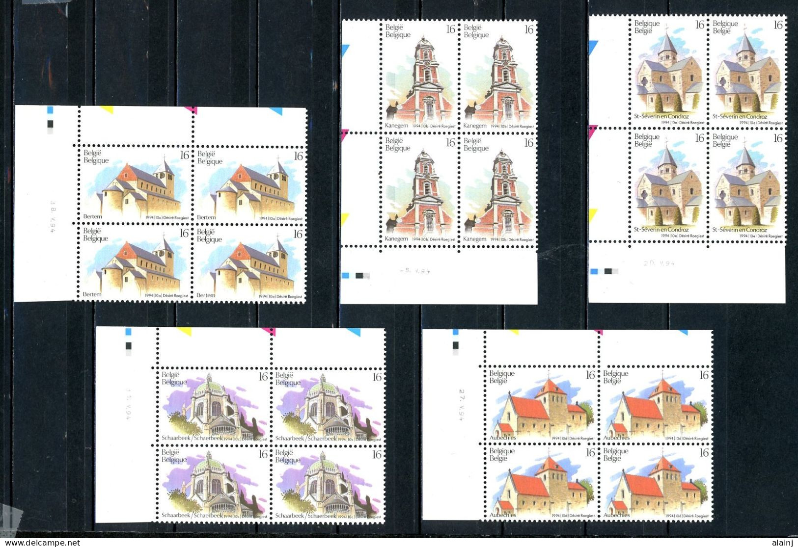 BE   2561 - 2565  XX   ---  Tourisme  --  Blocs De 4 Coin De Feuille  --  Parfait état - Datiert