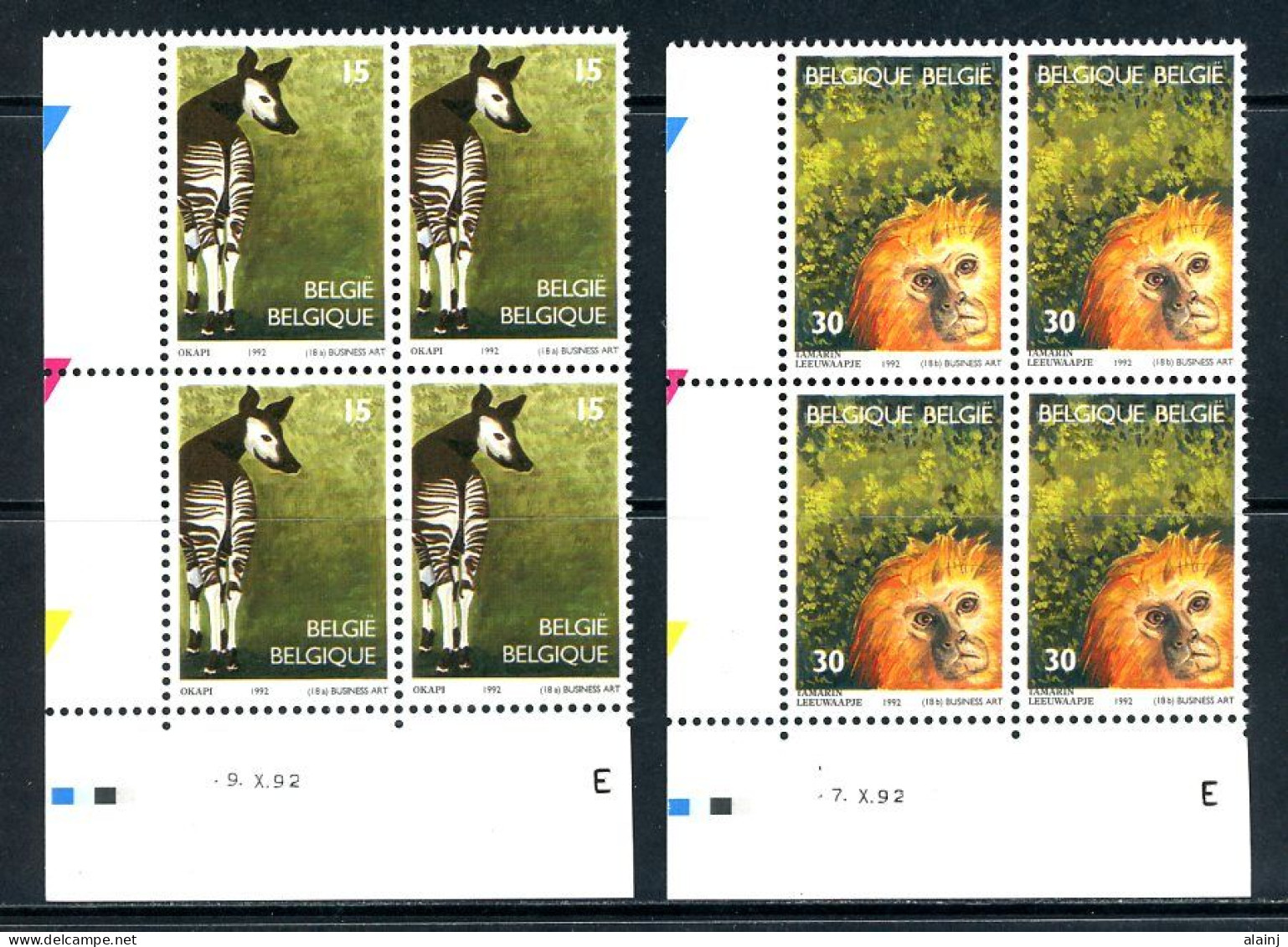 BE   2486 - 2487  XX   ---  Anniversaire Zoo D'Anvers  --  Blocs De 4 Coin De Feuille  --  Parfait état - Hoekdatums