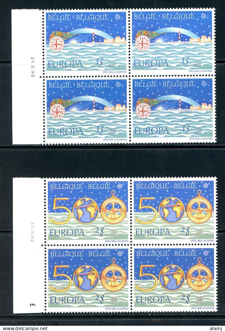 BE   2454 - 2455  XX   ---  Europa : Anniversaire  --  Blocs De 4 Bord De Feuille  --  Parfait état - Hoekdatums