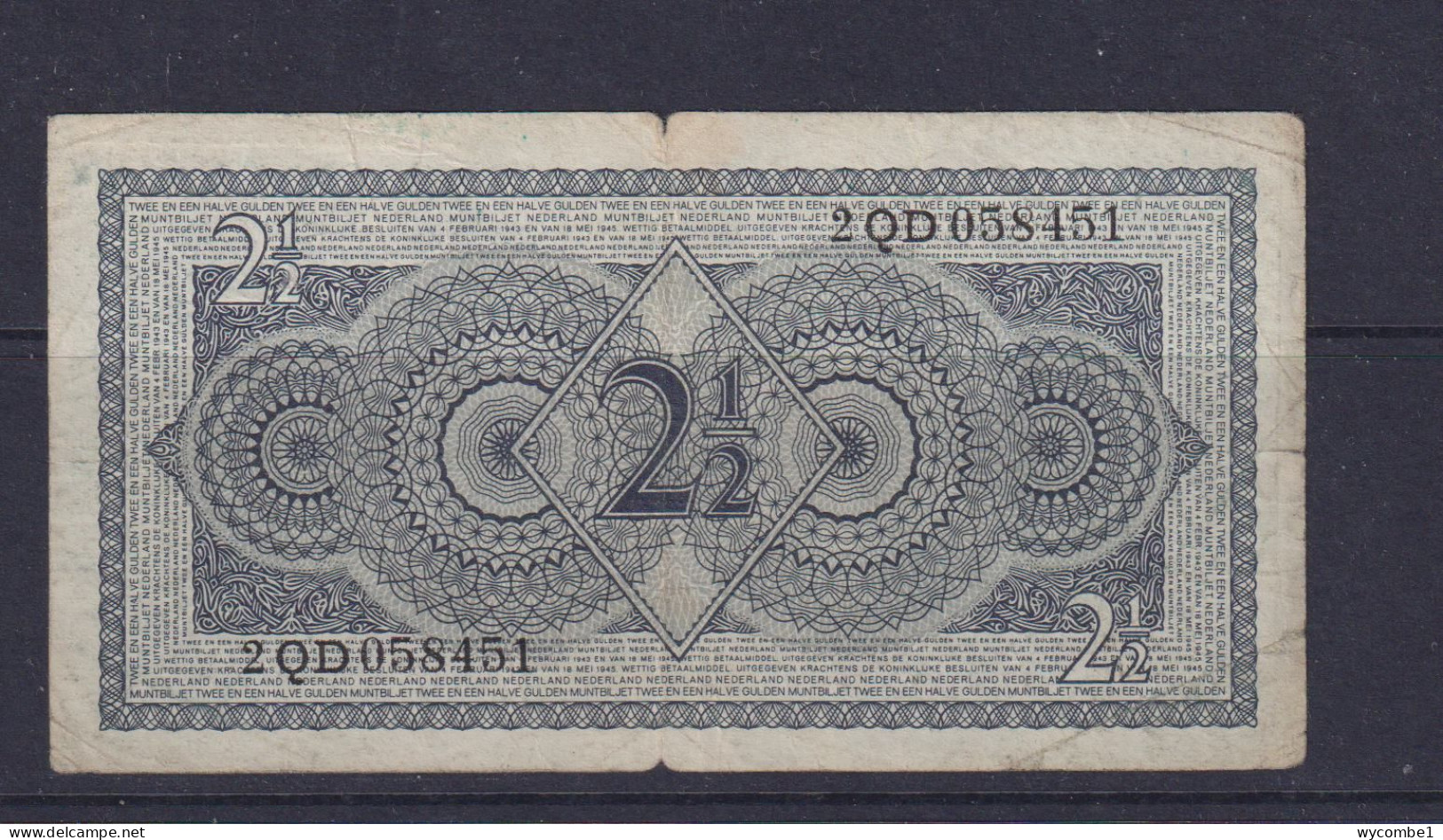 NETHERLANDS - 1949 21/2 Gulden Circulated Banknote - 2 1/2  Florín Holandés (gulden)